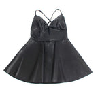 subblime 955380 robe a bretelles en cuir noir l xl