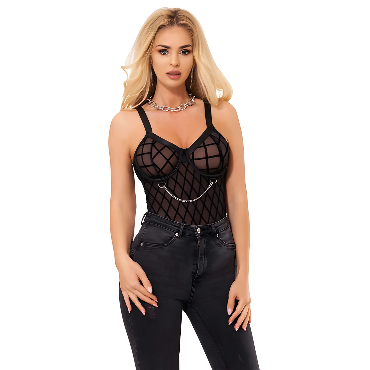 subblime 954260 body avec chaines porte jarretelles noir s m