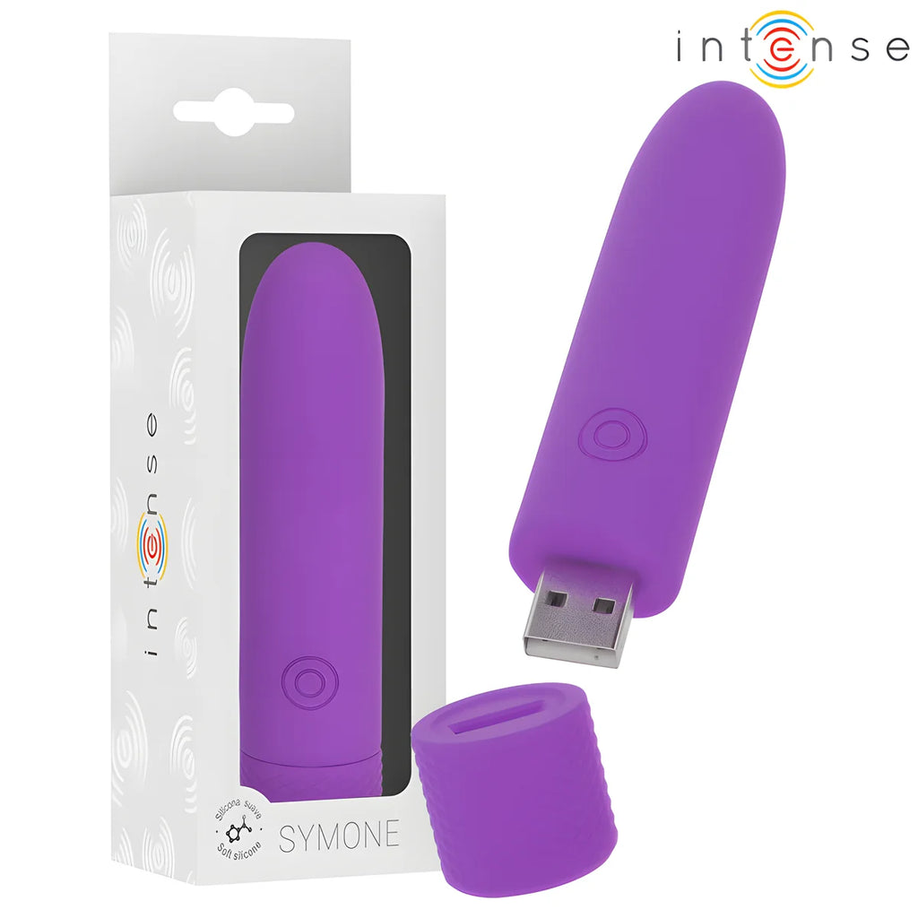 intense symone bullet vibrant rechargeable usb 8 vibrations violet 10 x 2 2 cm