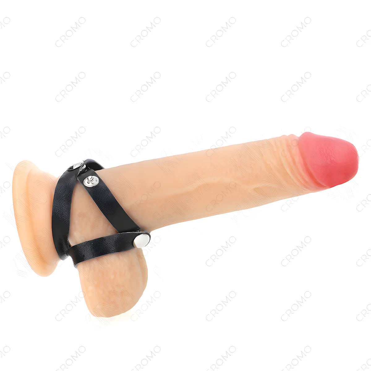 kink anneau penis en cuir avec fermeture a pression 39 x 1 cm
