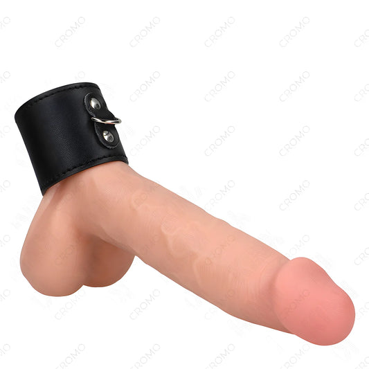 kink anneau penis en cuir avec fermeture a pression 18 x 5 cm