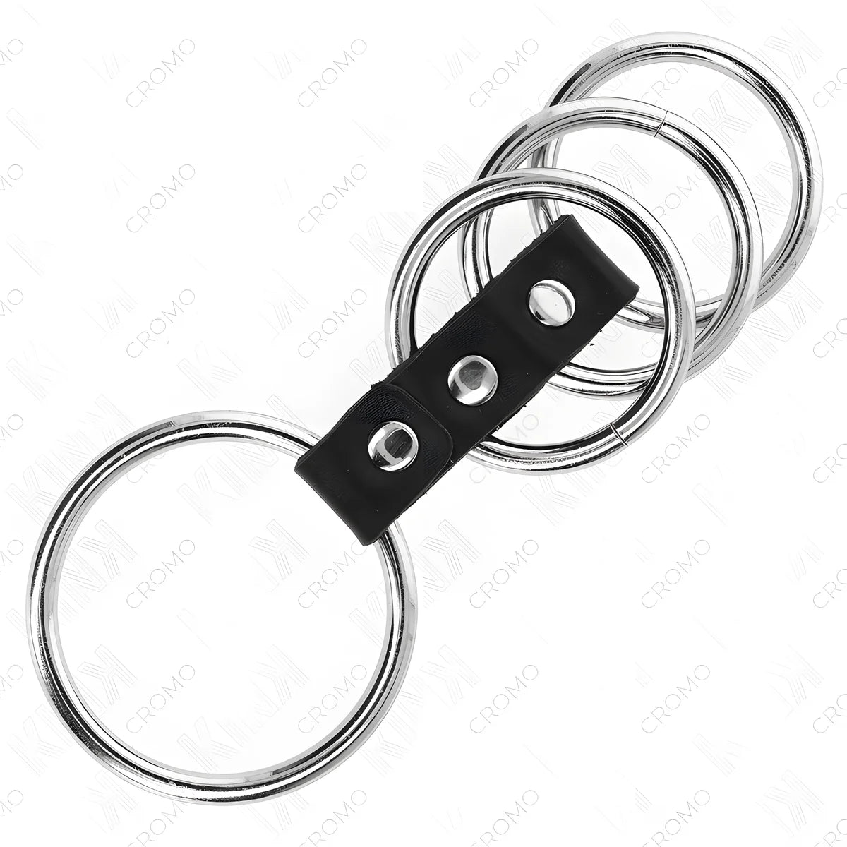 kink 4 anneaux penis en metal de 3 7 cm a 5 cm connectes par du cuir