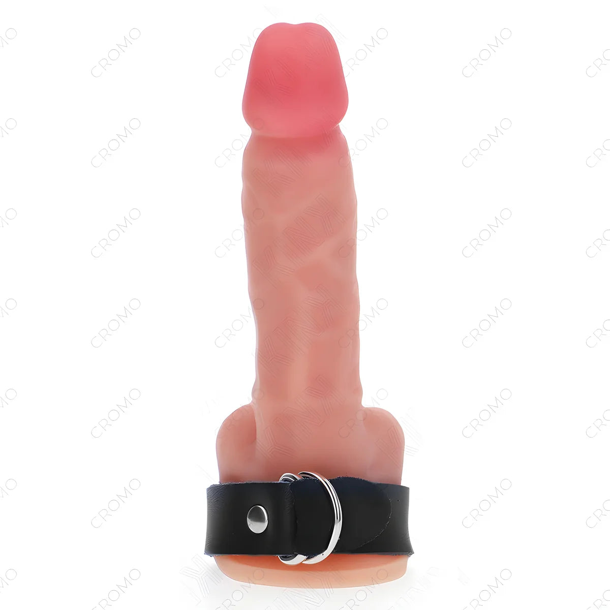 kink anneau penis en cuir avec fermeture a pression 22 x 2 cm