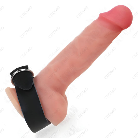 kink anneau penis en cuir avec fermeture a pression 22 x 2 cm