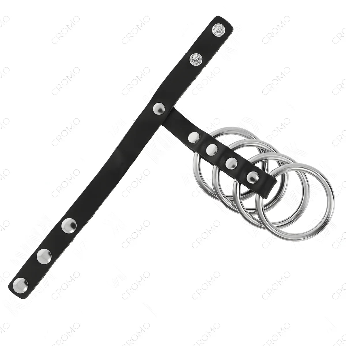 kink 4 anneaux penis en metal 3 8 cm connectes avec sangle en cuir 22 x 1 5 cm et fermeture a pression