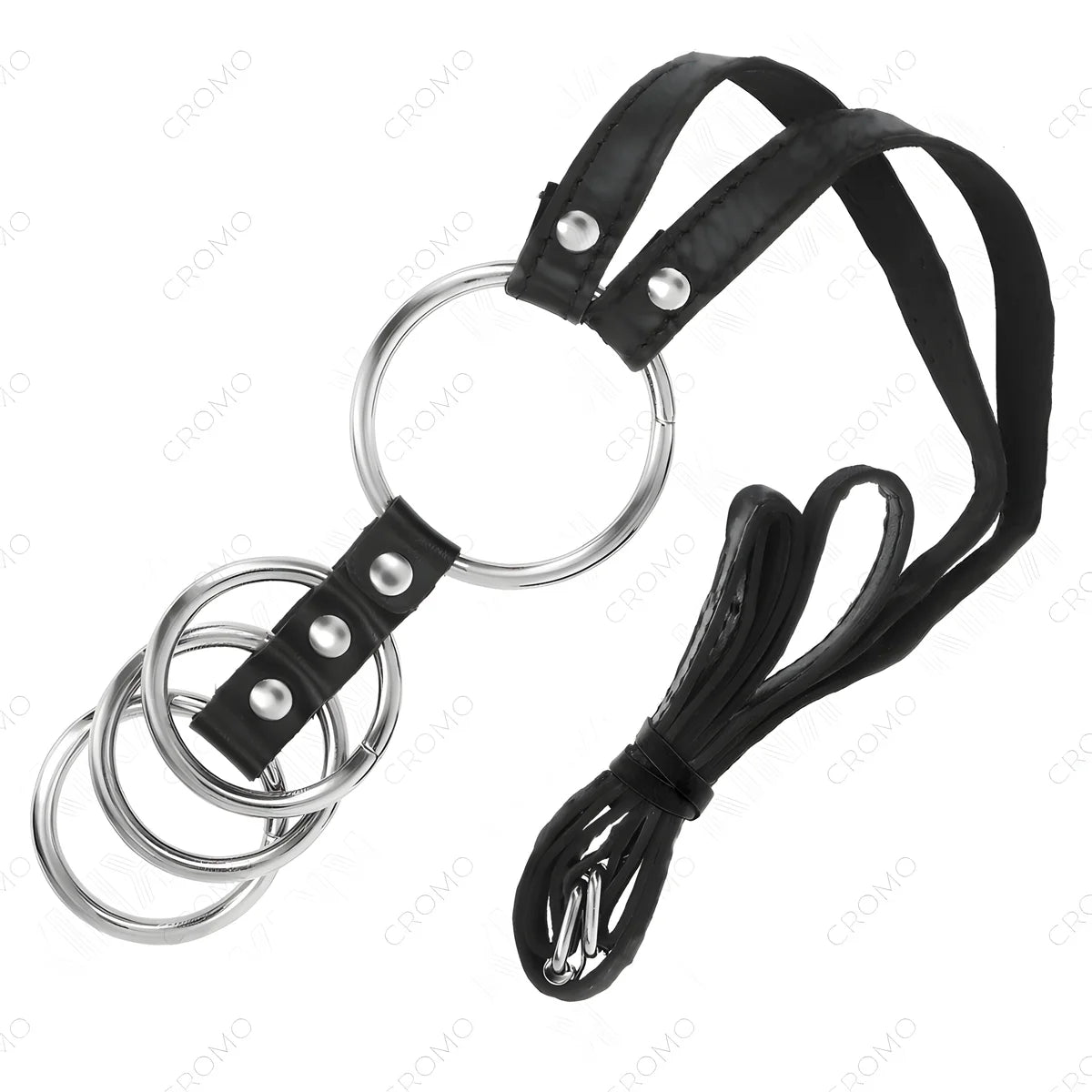 kink 4 anneaux penis metal connectes 3 8 cm a 5 cm avec ceinture cuir 112 cm
