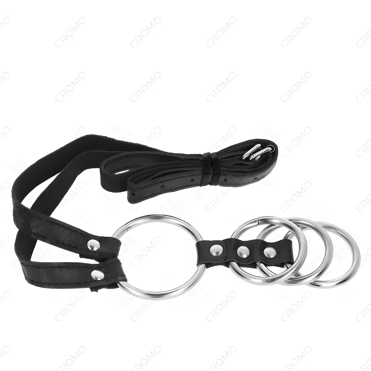 kink 4 anneaux penis metal connectes 3 8 cm a 5 cm avec ceinture cuir 112 cm