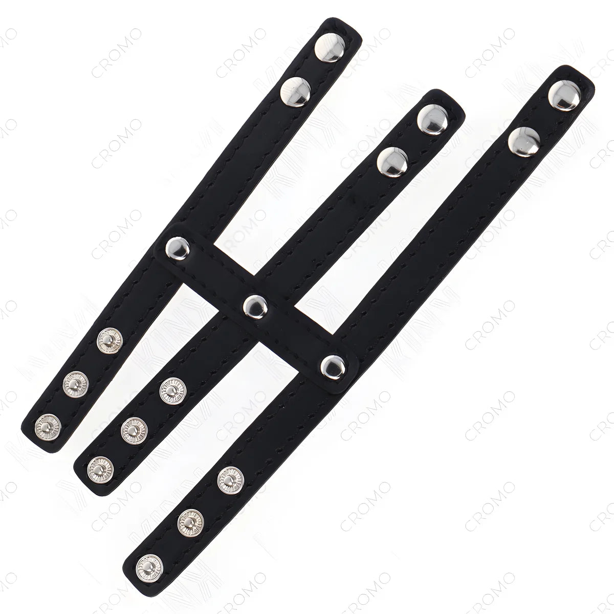 kink anneau penis en cuir triple avec fermeture a pression