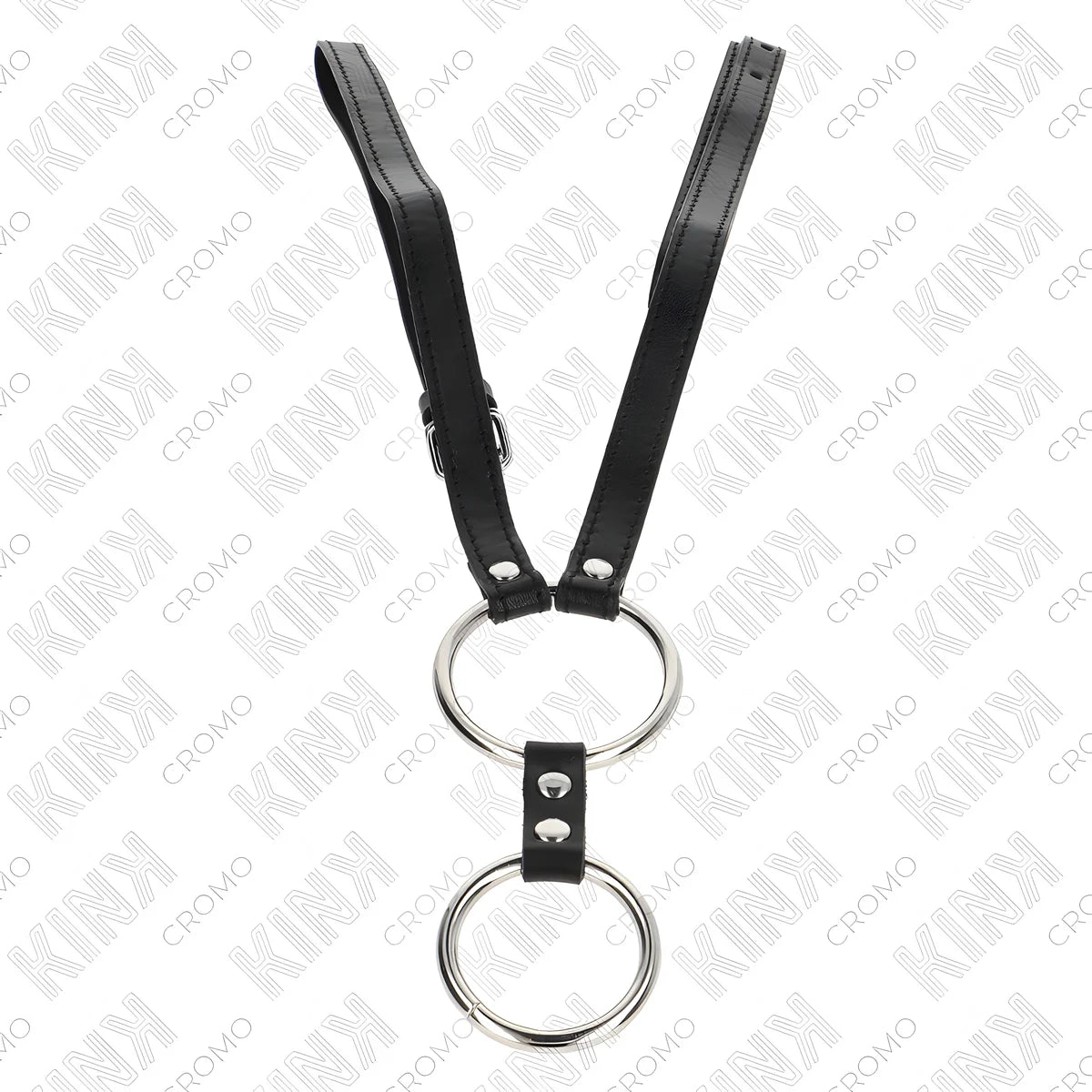 kink double anneau penis en metal 3 8 cm a 5 cm avec ceinture en cuir 112 cm