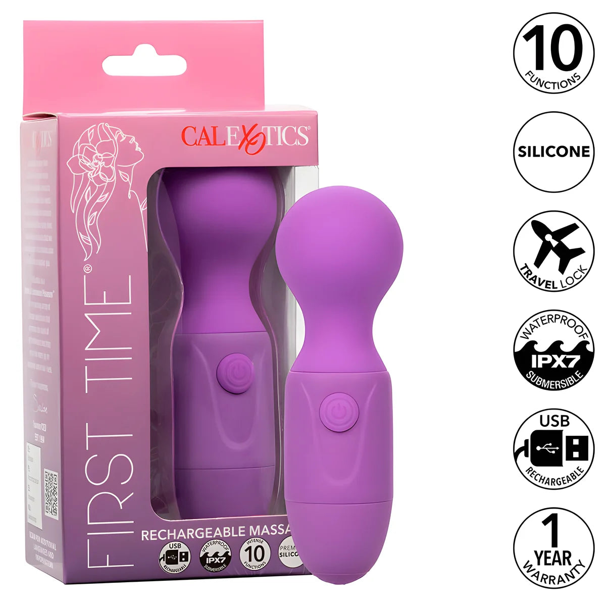 calexotics first time masseur rechargeable 10 vibrations violet