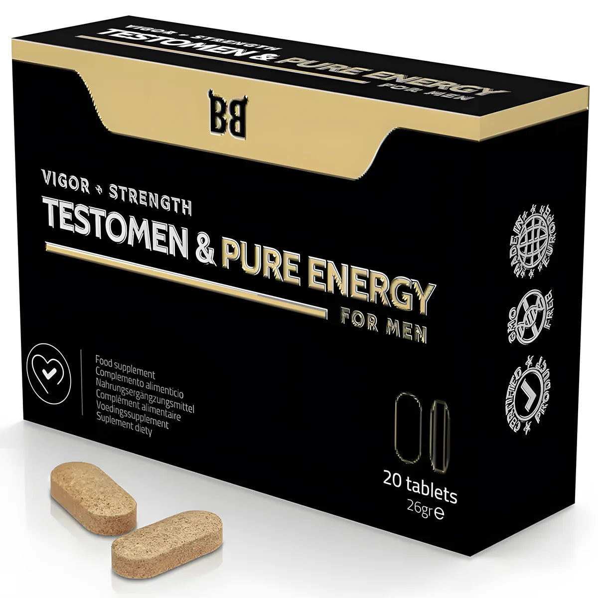 black bull testomen pure energy enhancer pour hommes 20 gelules
