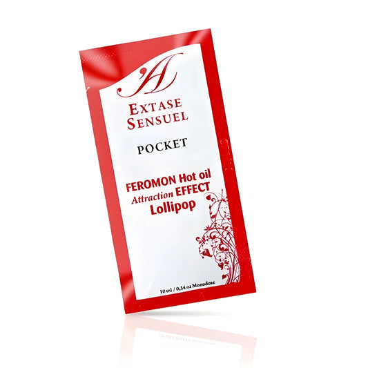 extase sensual huile de massage aux pheromones effet chaleur sucette 10 ml