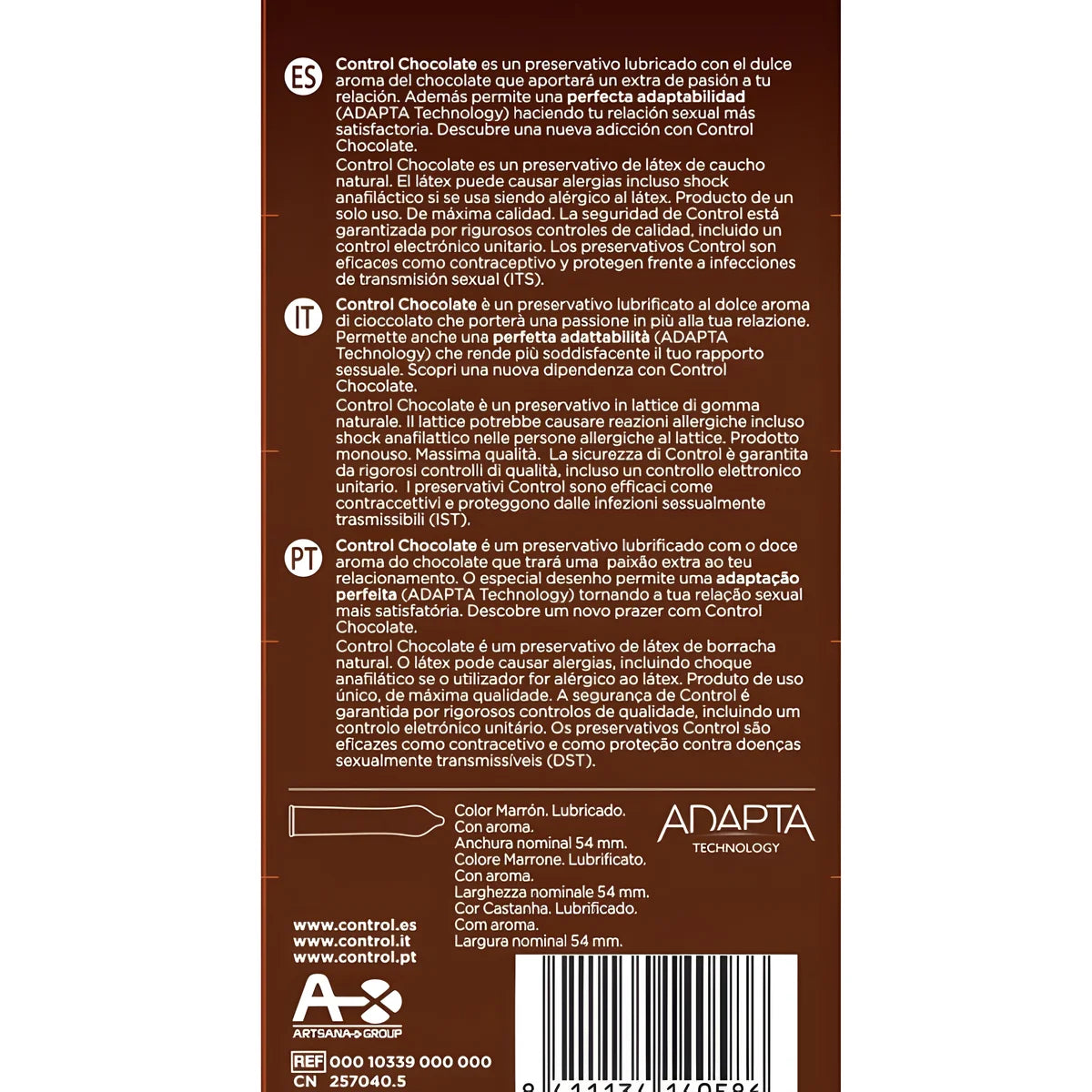 control adapta chocolate condoms 12 units