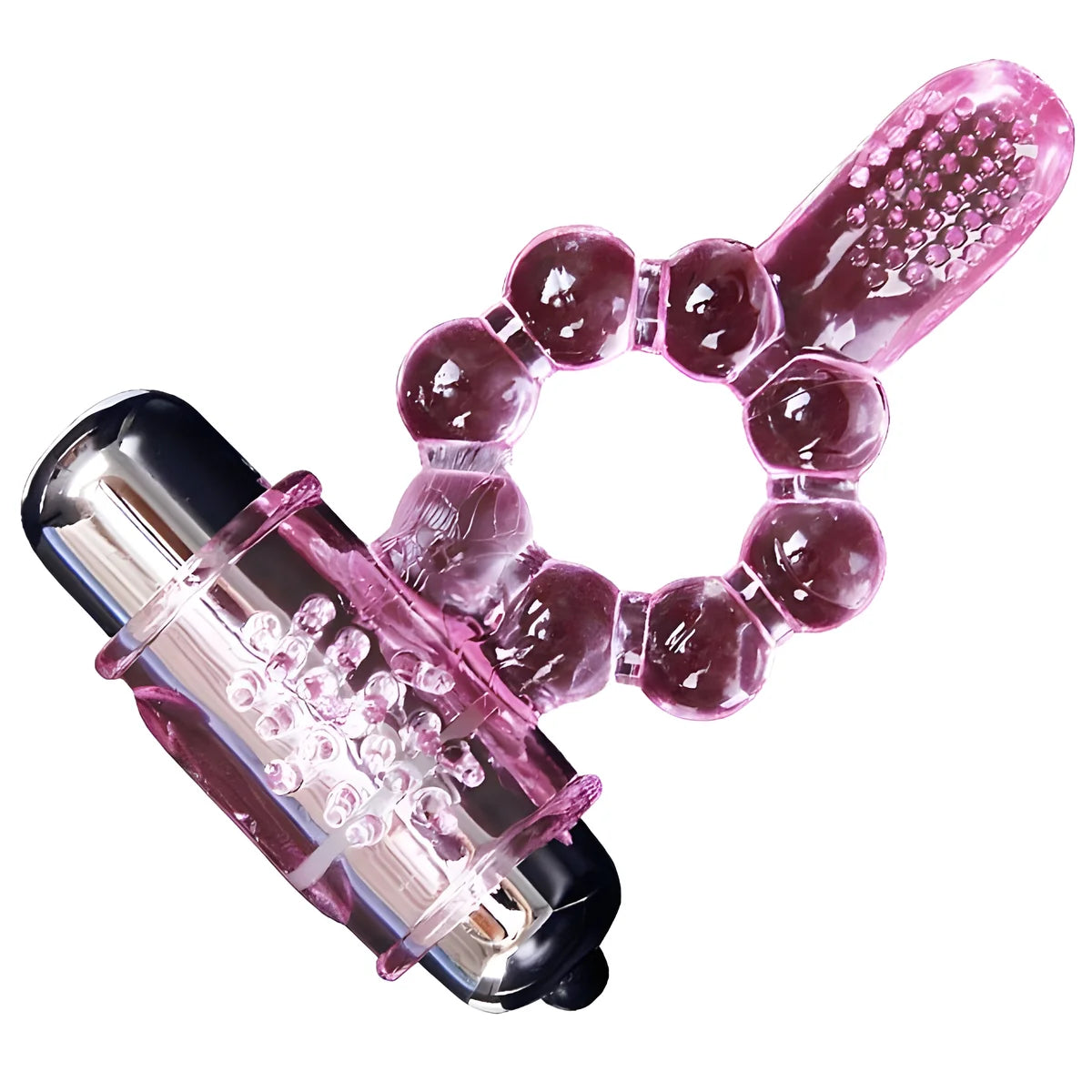 baile anneau silicone 10 rythmes de langue avec vibration rose