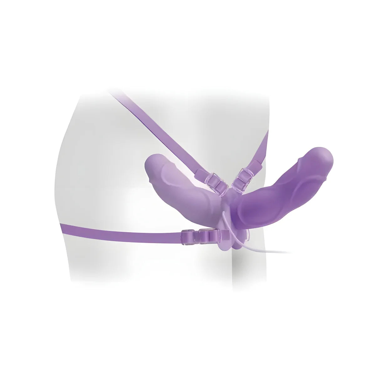 fetish fantasy elite vibrating double delight strap on purple