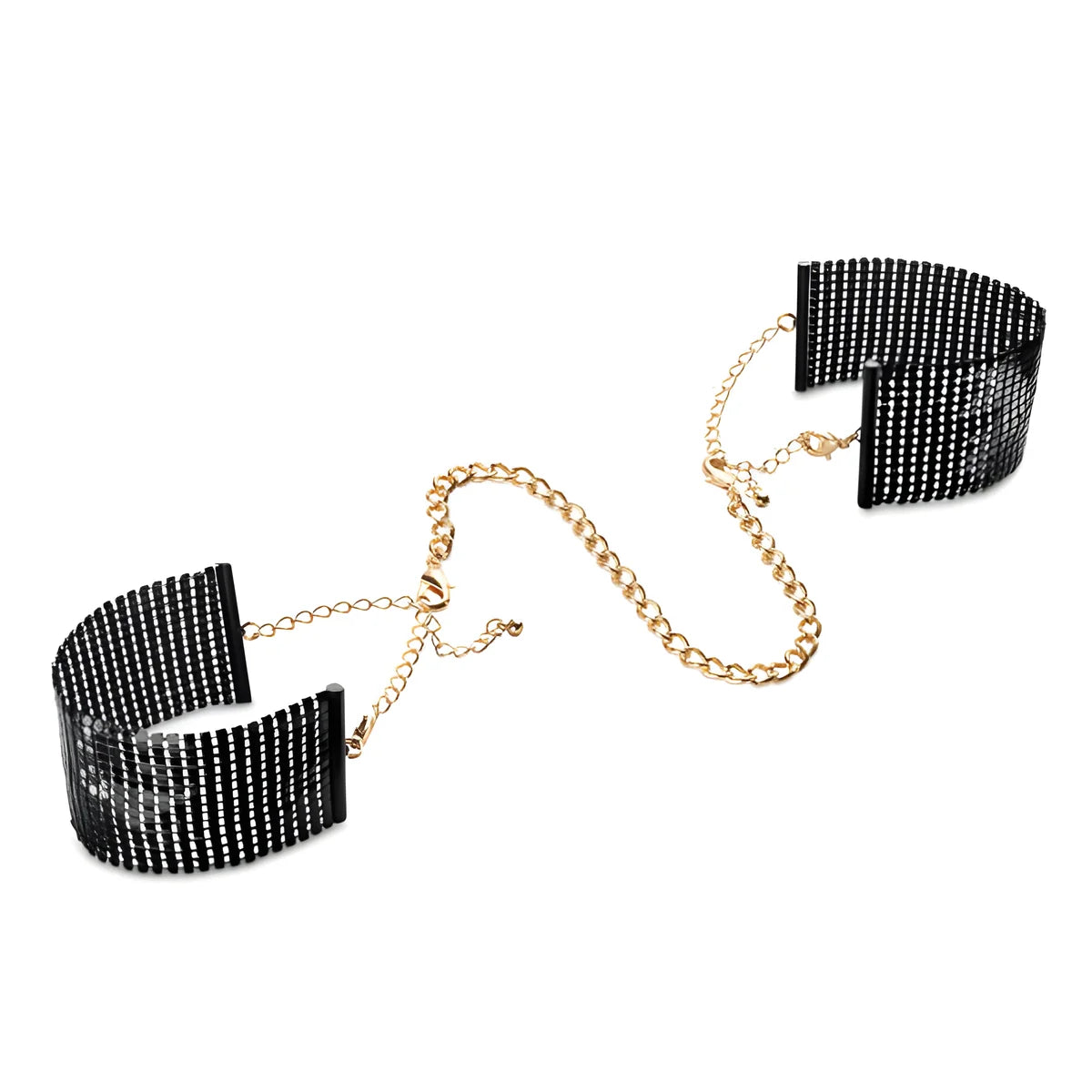 bijoux desir metallique menottes en maille metal noir