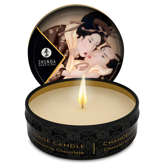 shunga bougie de massage mini caress by candelight chocolat 30 ml