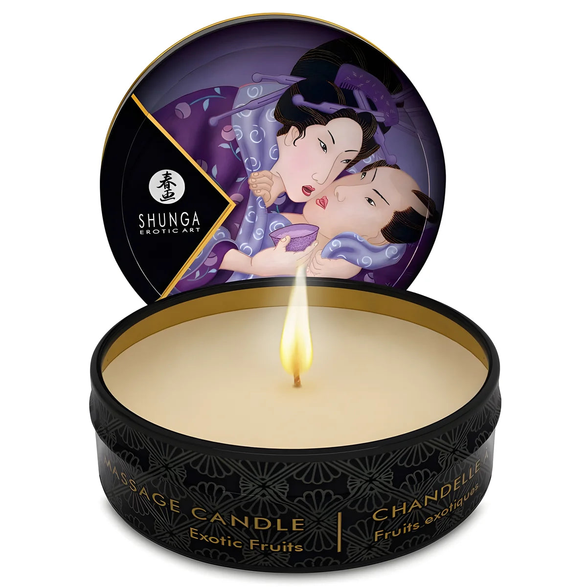 shunga mini caress by candelight bougie de massage fruits exotiques 30 ml