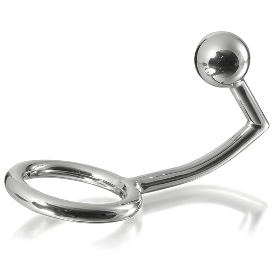 metal hard anneau cock ring avec crochet intrus anal 40mm