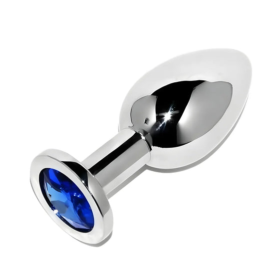 metal hard plug anal bleu diamant petit 5 71cm