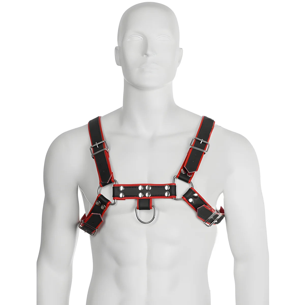 leather body harnais de chaine de iii noir rouge