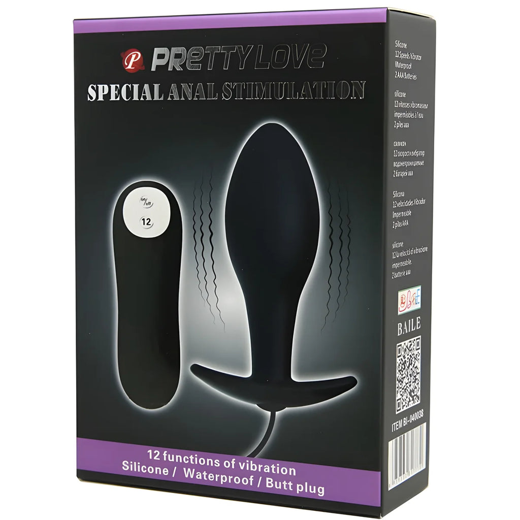 pretty love plug anal forme dancre silicone 12 modes de vibration noir