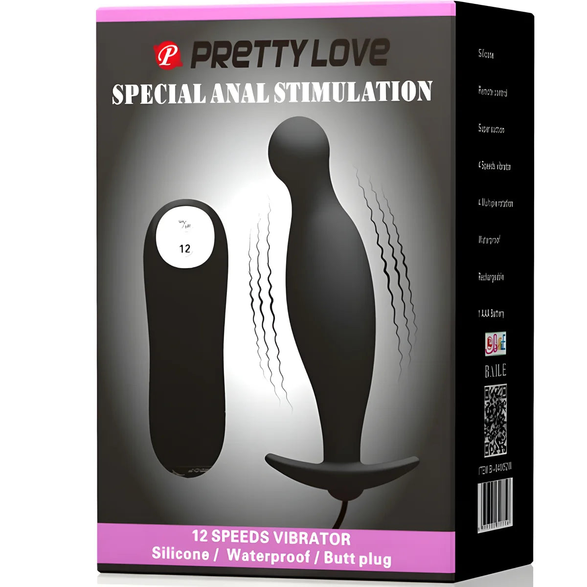 pretty love plug anal en silicone 12 modes de vibration noir