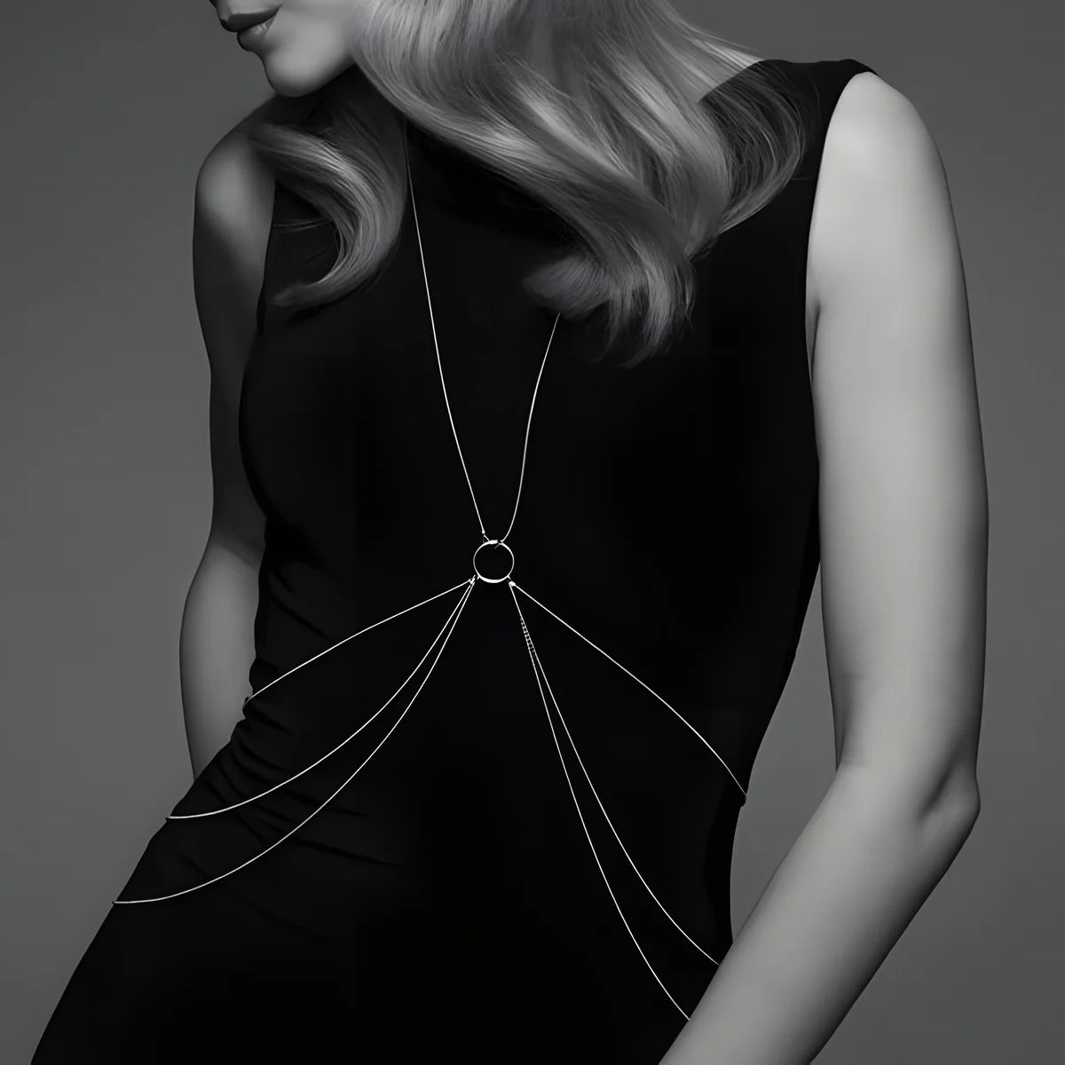 bijoux magnifique chaines metalliques pour le corps 8 argent