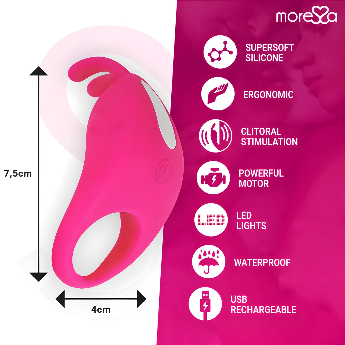 moressa brad premium silicone rechargeable rose