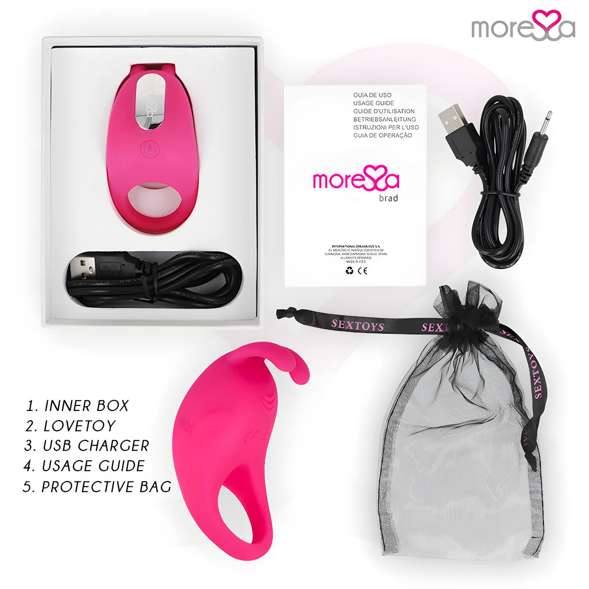 moressa brad premium silicone rechargeable rose