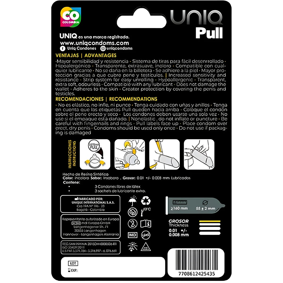 uniq pull preservatifs sans latex avec bandes 3 unites