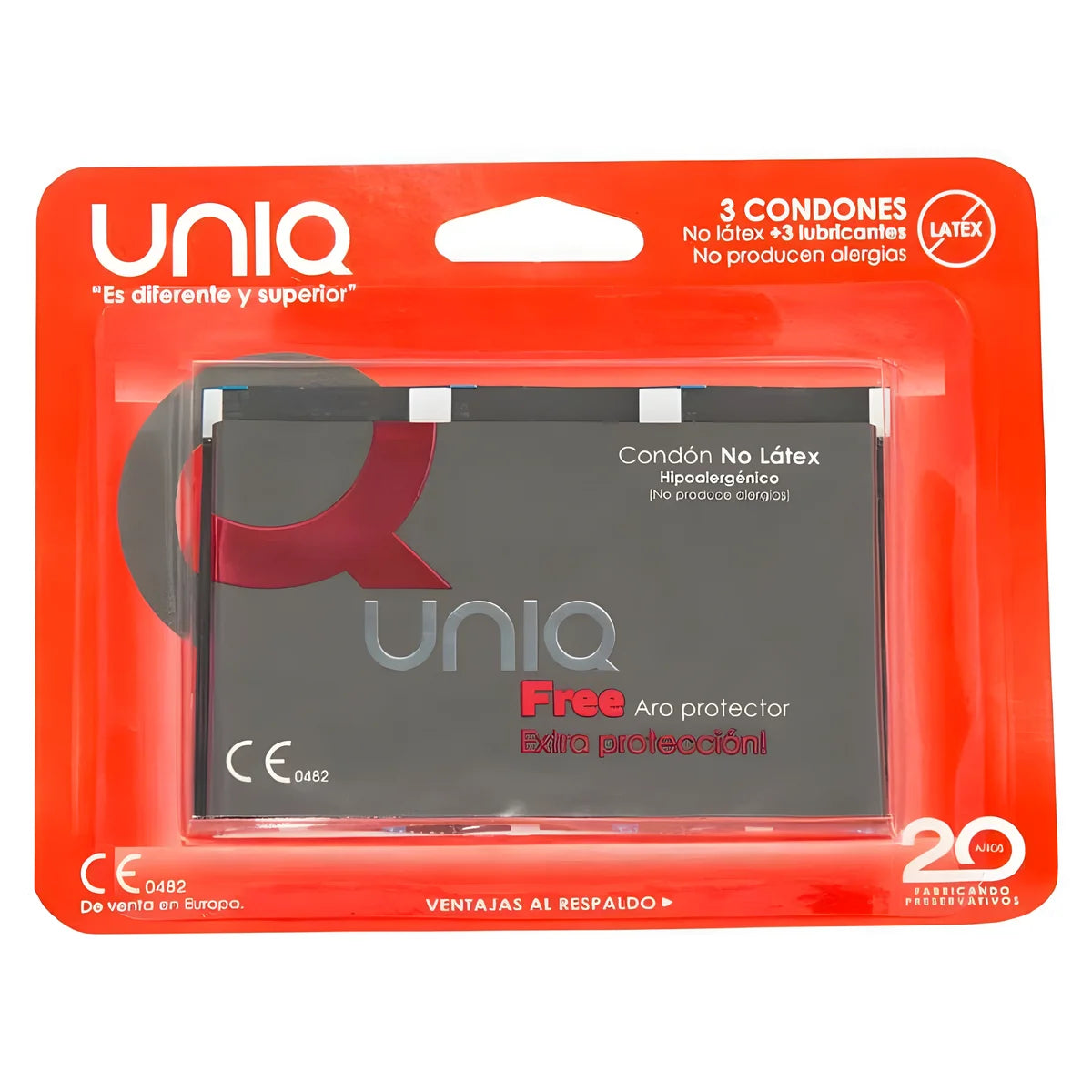 uniq free preservatifs sans latex avec anneau de protection 3 unites