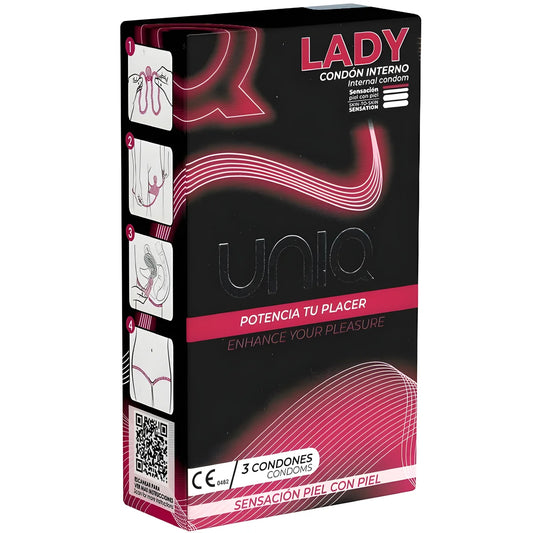 uniq lady condom preservatifs feminins sans latex avec porte jarretelles 3 unites