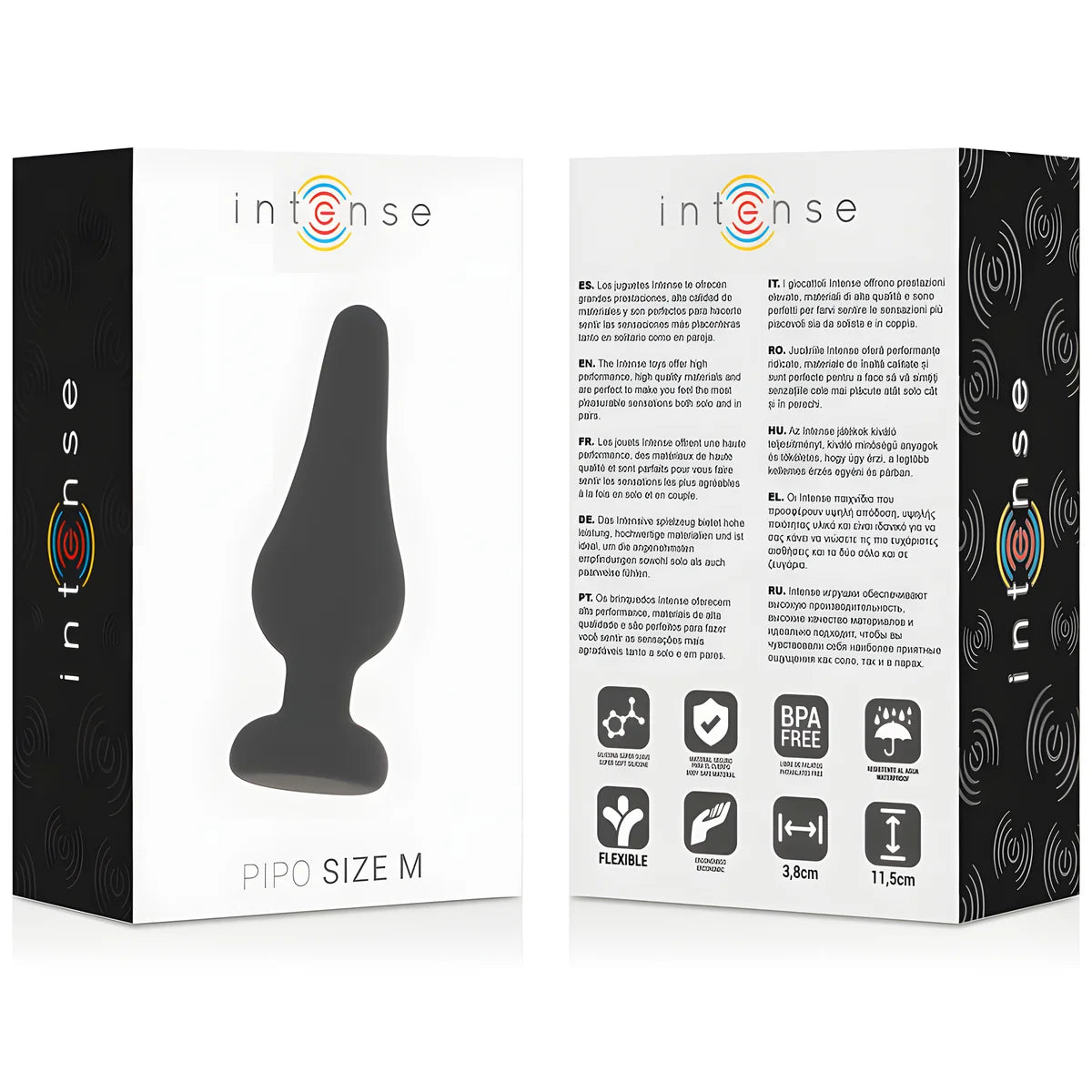 intense plug anal pipo m silicone noir 11 cm