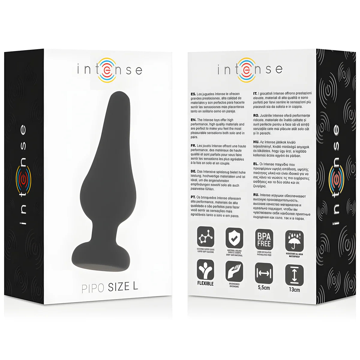intense plug anal pipo l silicone noir 13 cm