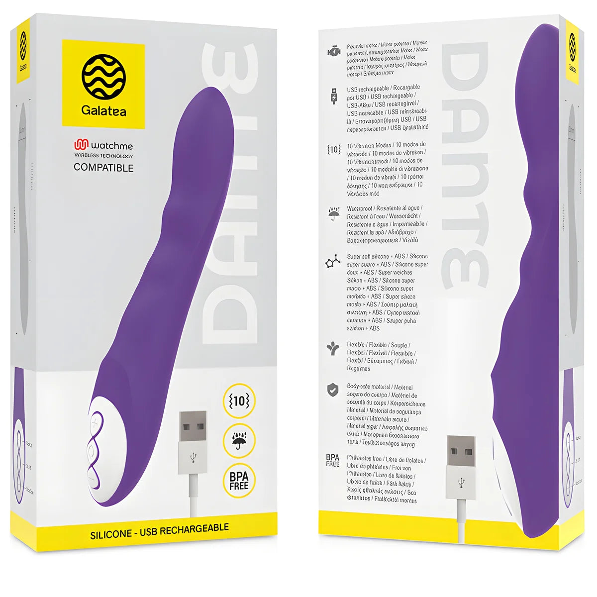 galatea vibrateur dante lilas compatible avec la technologie sans fil watchme