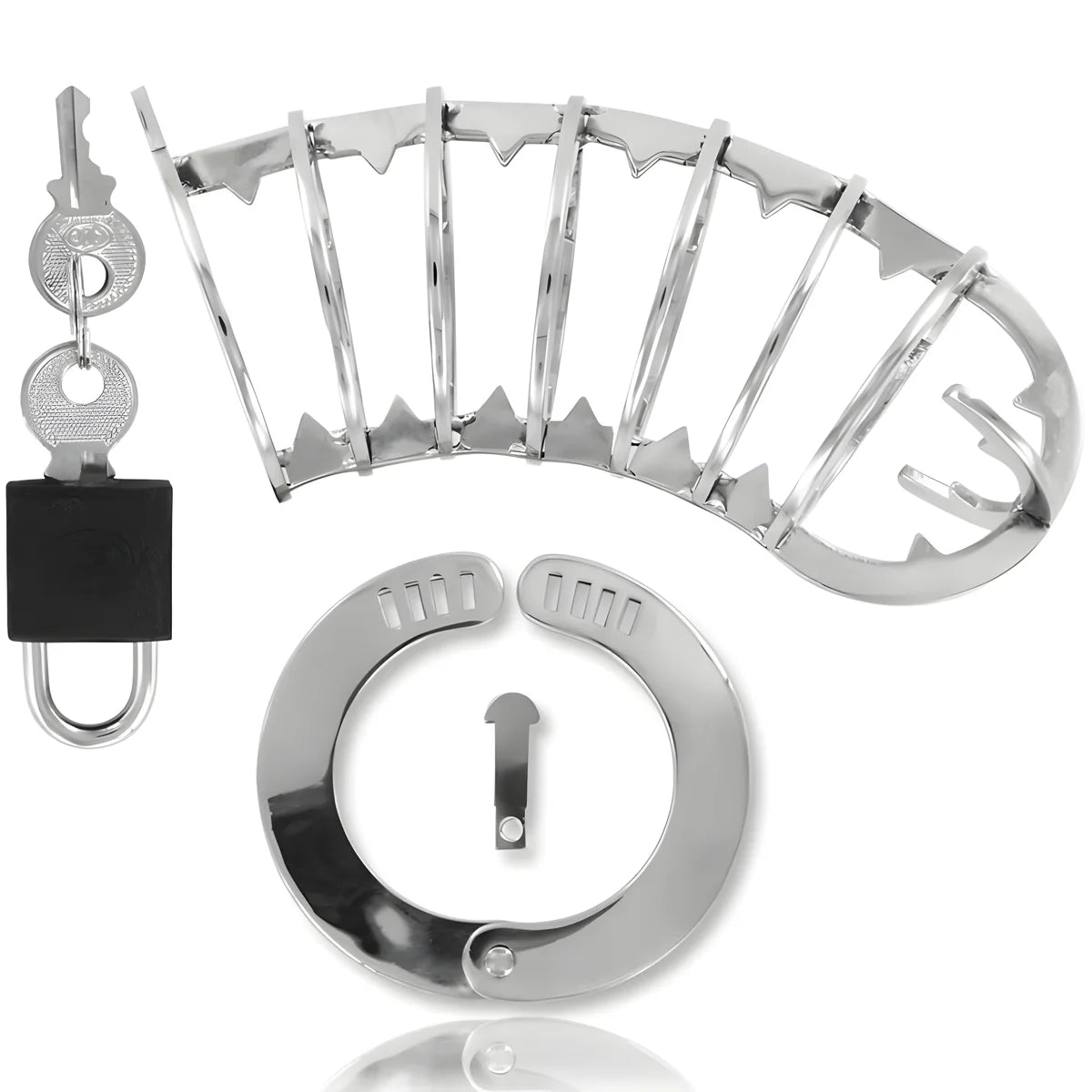 metal hard cage penis avec serrure de securite 14 cm