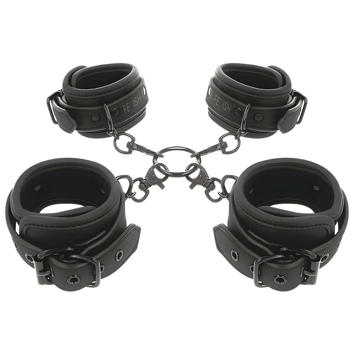 fetish submissive ensemble de menottes pour mains et chevilles avec doublure en noprene