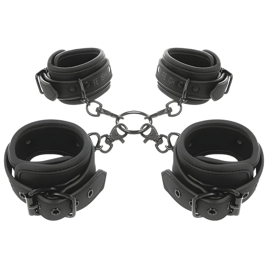 fetish submissive ensemble de menottes pour mains et chevilles avec doublure en noprene