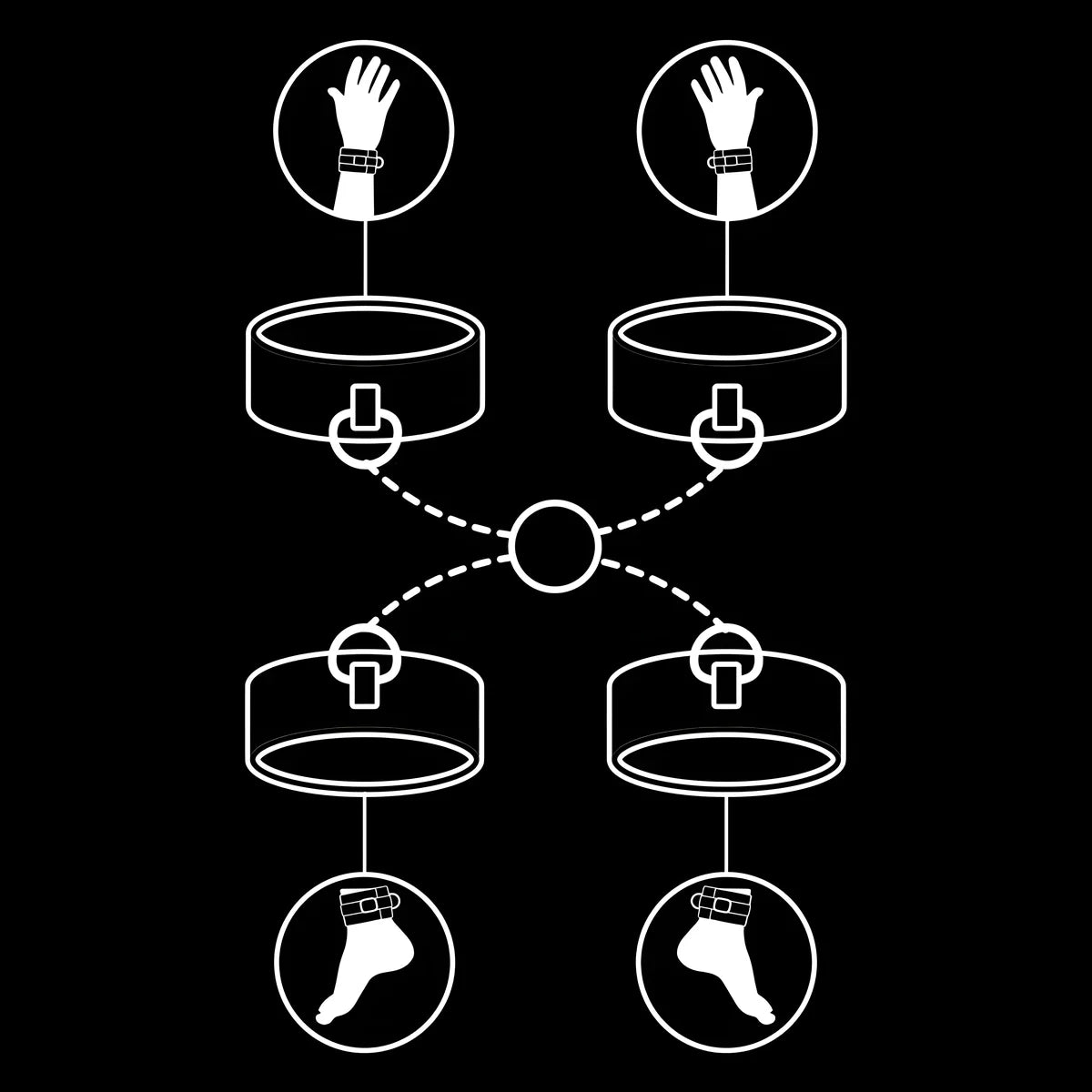 fetish submissive ensemble de menottes pour mains et chevilles avec doublure en noprene