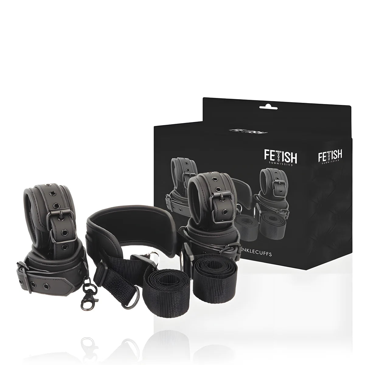 fetish submissive position maitre avec 4 menottes doublees de noprene