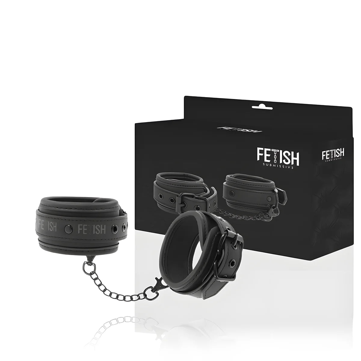 fetish submissive chevilles en cuir vegetalien avec doublure en noprene