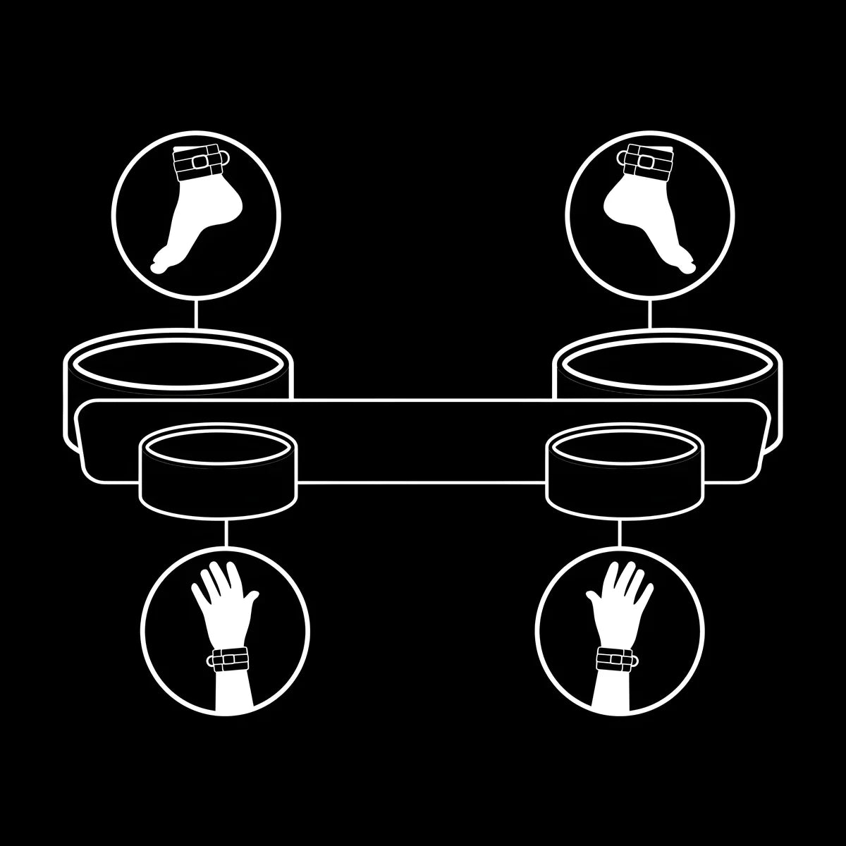 fetish submissive barre depandage de bondage avec doublure en noprene