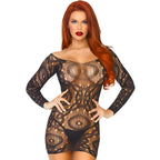leg avenue mini robe en dentelle manches longues taille unique