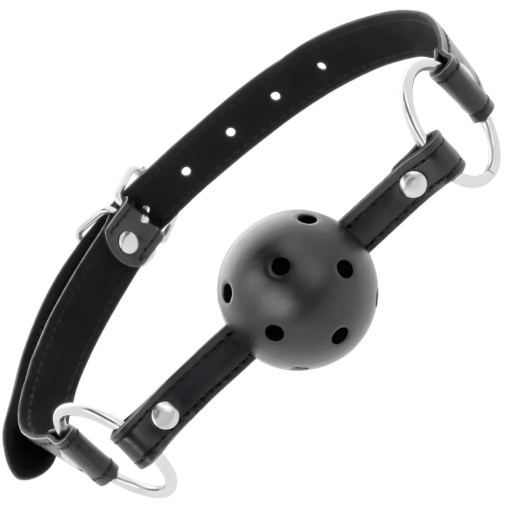 Bâillon boule à lanières cuir ajustables — angle alternatif