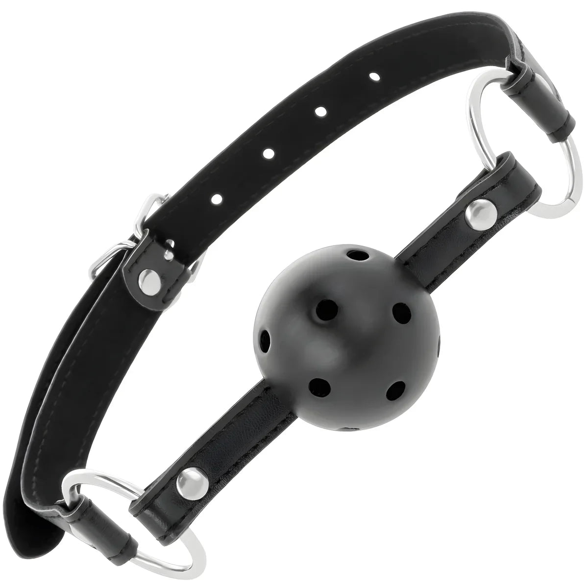 Bâillon boule à lanières cuir ajustables — angle alternatif