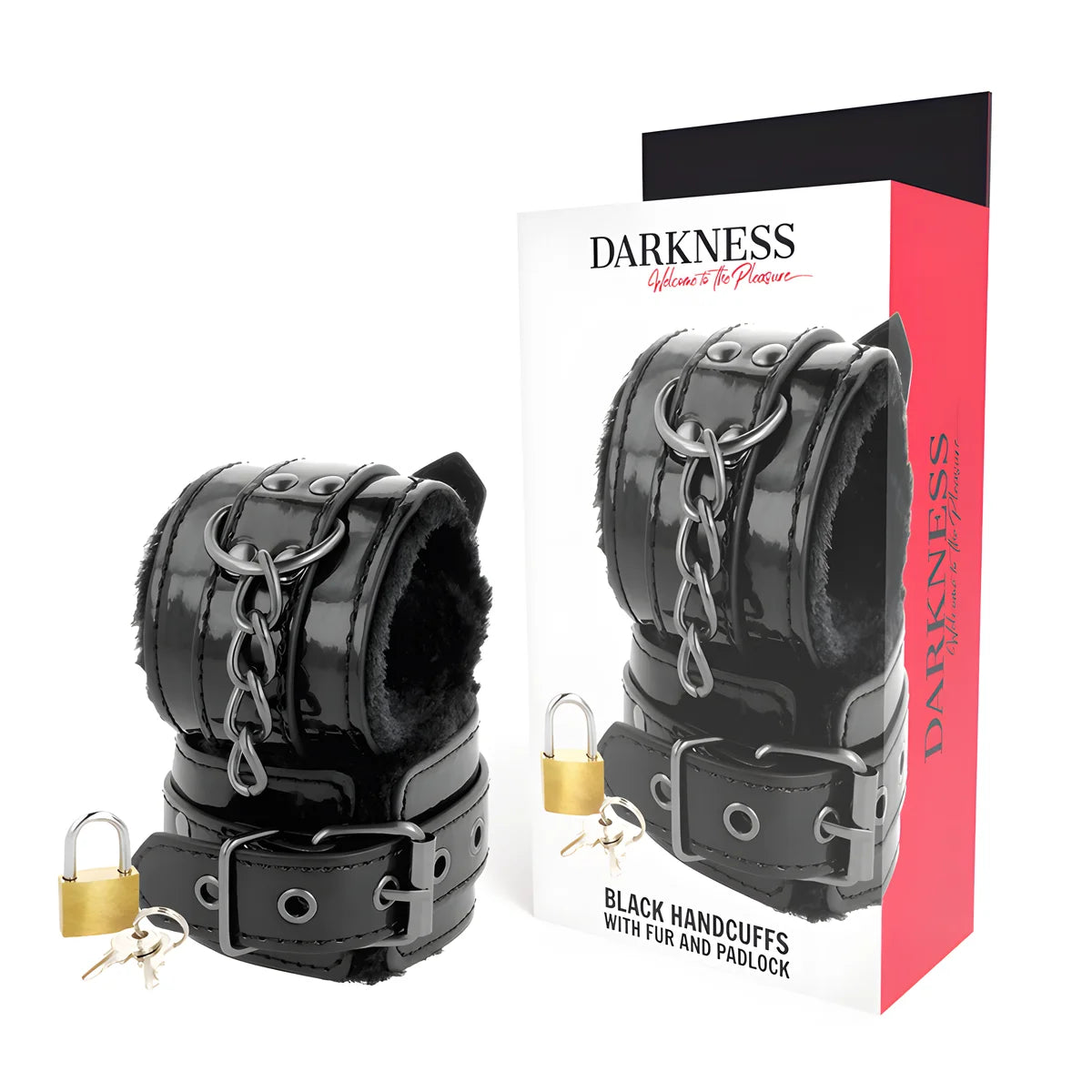 darkness menottes ajustables en cuir noir avec cadenas