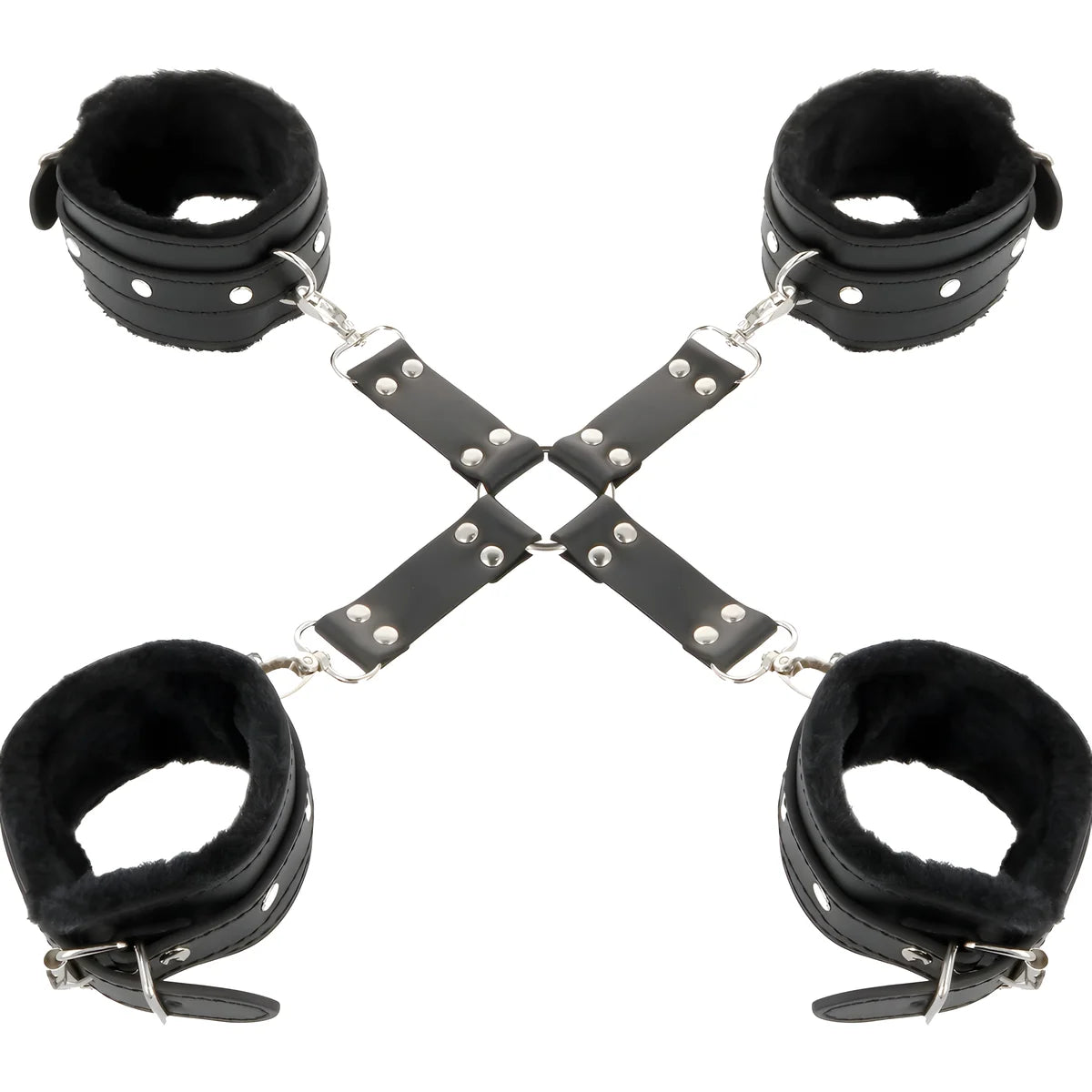 darkness menottes en cuir pour pieds et mains noir