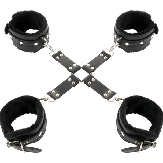 darkness menottes en cuir pour pieds et mains noir