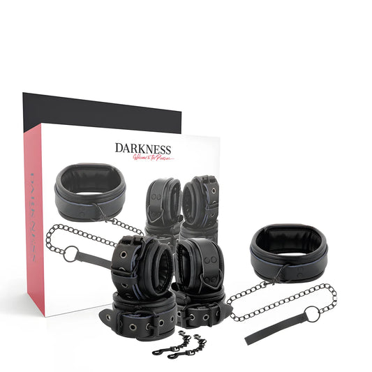 darkness menottes et collier en cuir noir